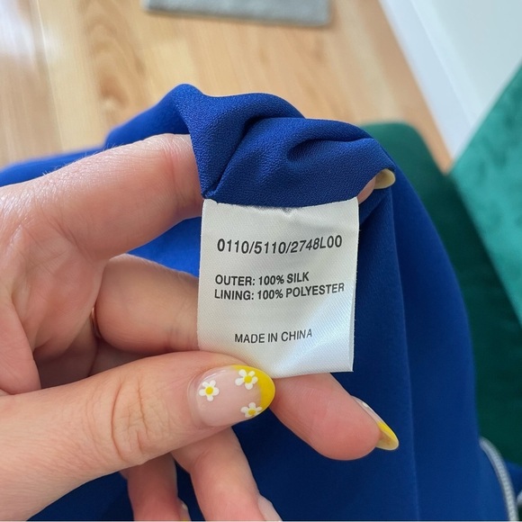 Hobbs London 100% Silk V-Neck Tie Back Sleeveless A-Line Knee Length Dress Sz 10 - Picture 6 of 10